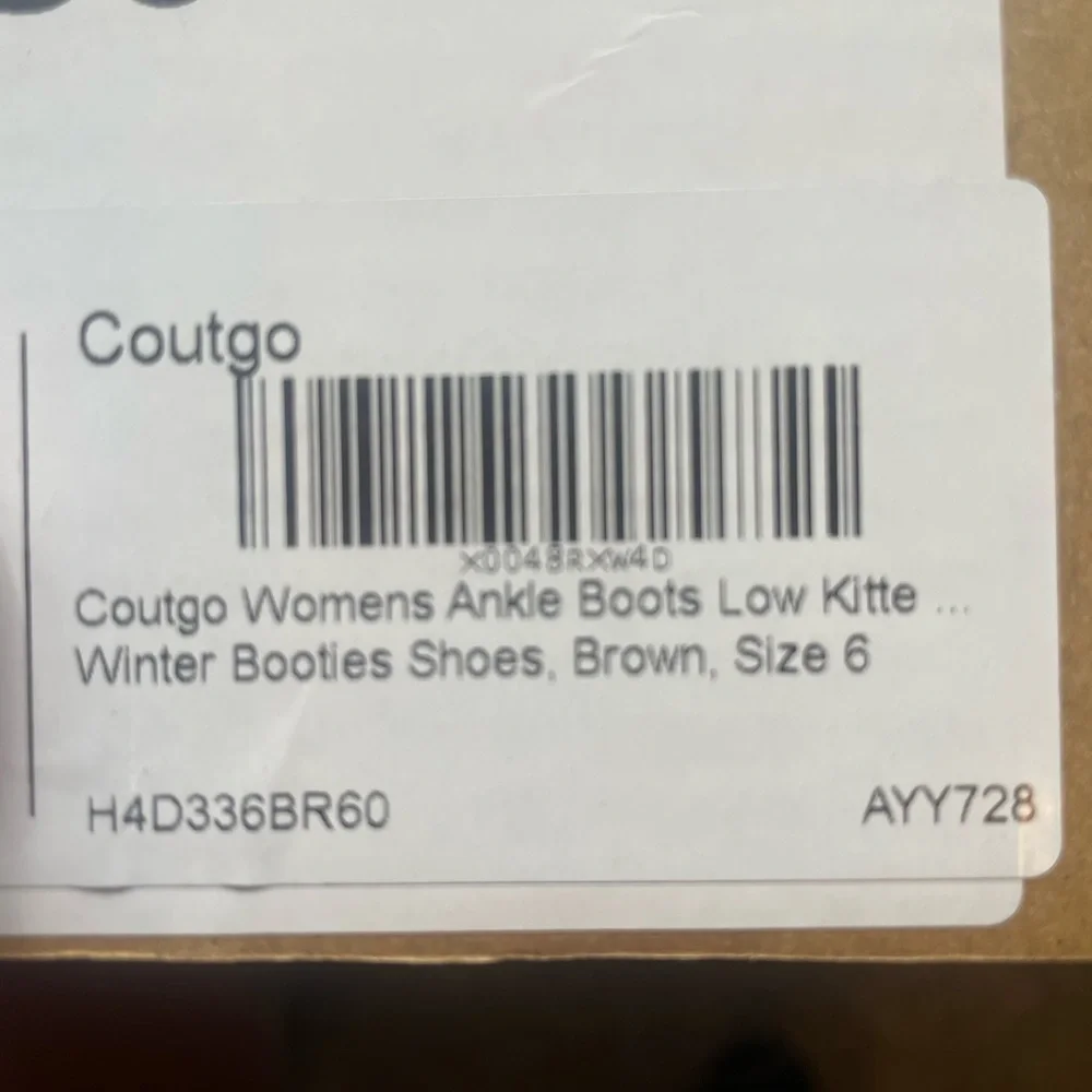 Coutgo women’s ankle boot, low kitten heel, brown suede size 8W